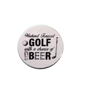 Weekend Golf  w/Chance of Beer Golf Ball Marker - Magnetic With Hat Clip